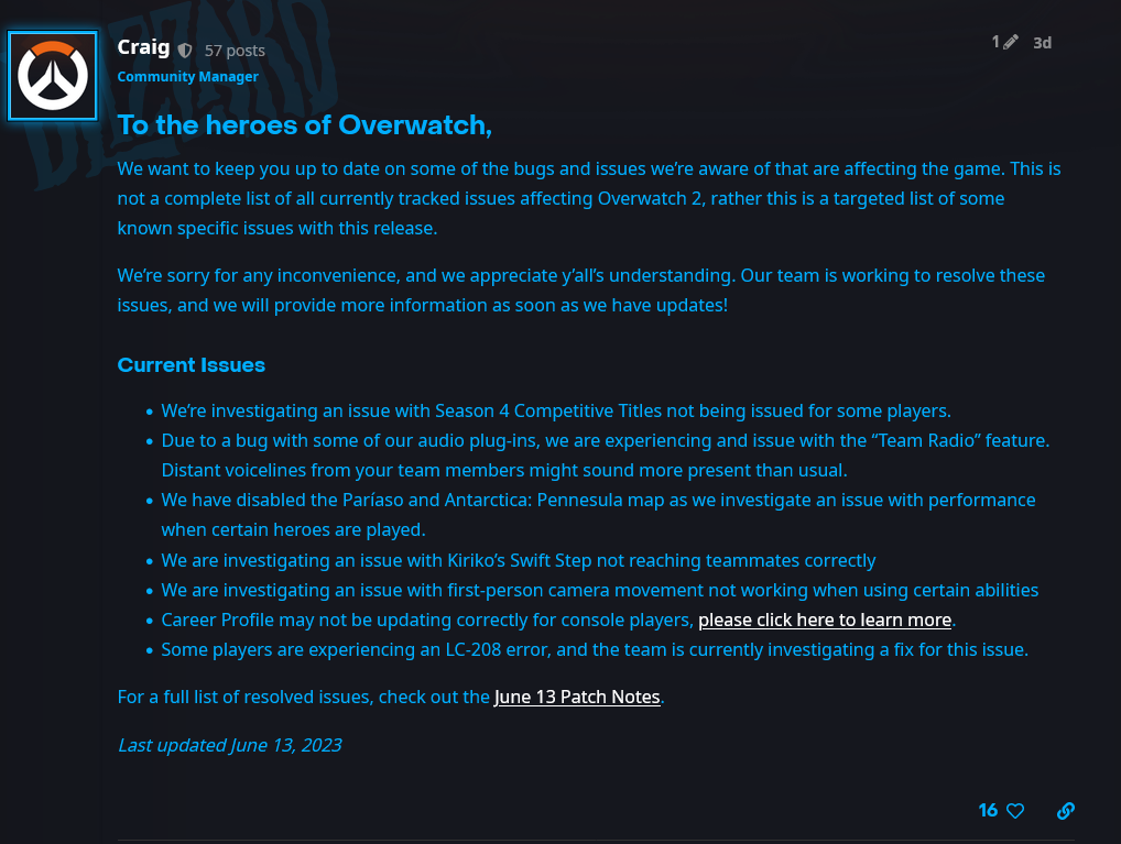 《守望先锋2》灾难不断：2张地图因BUG被禁用