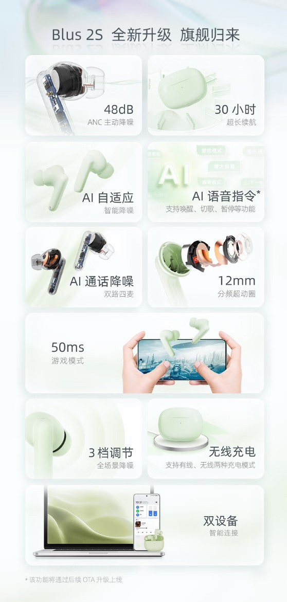 《lifeme 魅蓝 Blus 2S》无线耳机最新资讯：新增皓雪配色